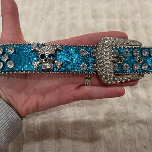 Rhinestone Skull and Crossbones Bling Belt Y2K, Goth, whimsigoth, punk, festival